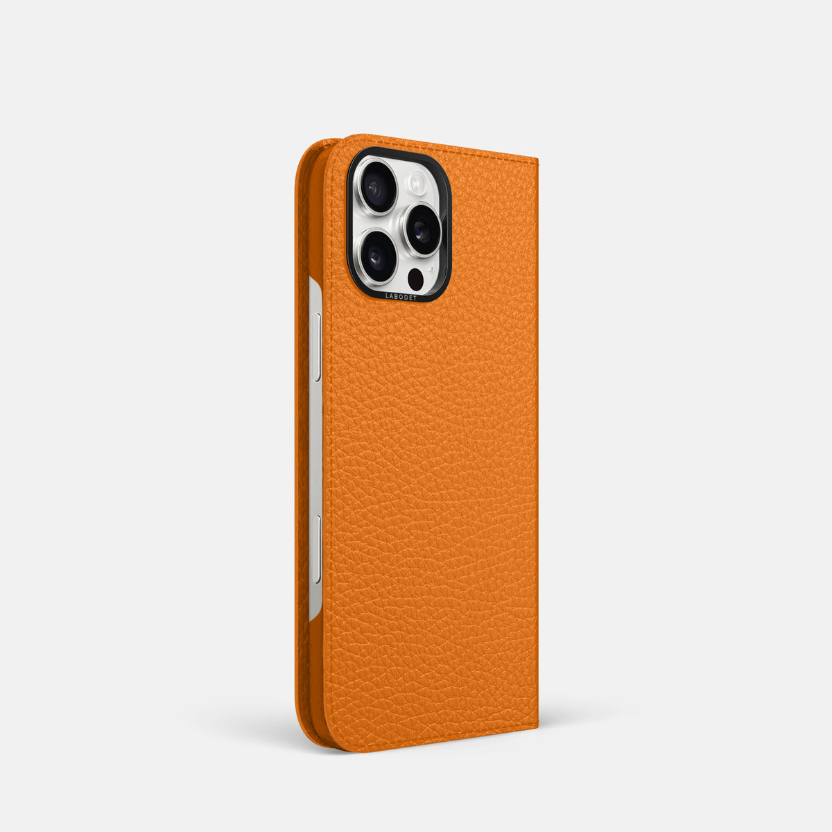 Orange iPhone 16 Pro Folio Case Calf with Black Metal -1 | Orange-Black