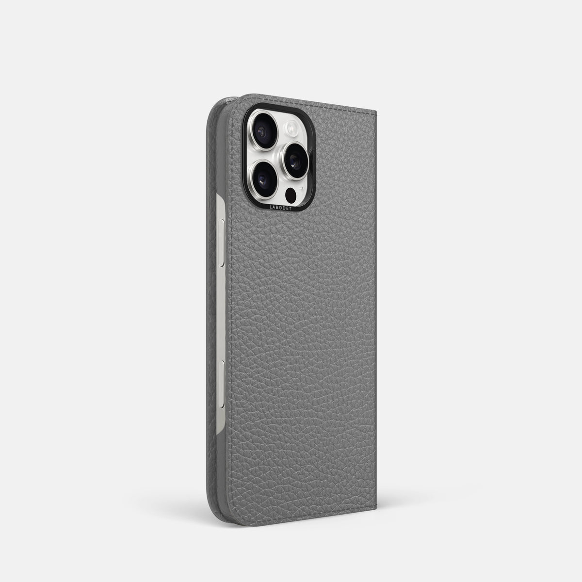 Souris iPhone 16 Pro Folio Case Calf with Black Metal -1 | Souris-Black