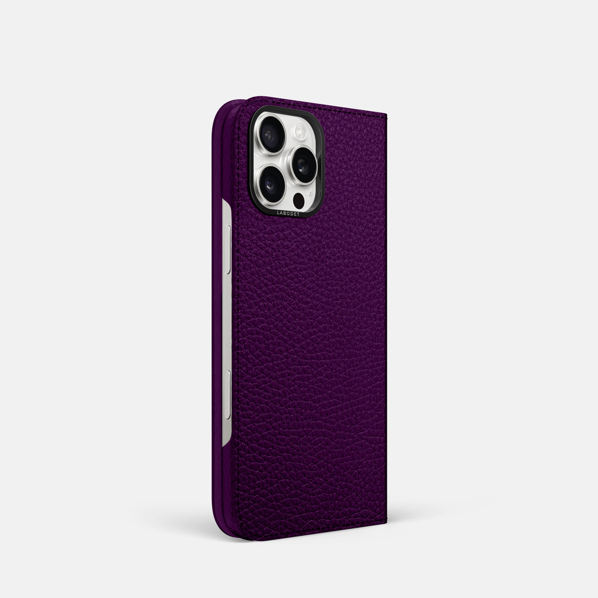 Violet iPhone 16 Pro Folio Case Calf with Black Metal -1 | Violet-Black
