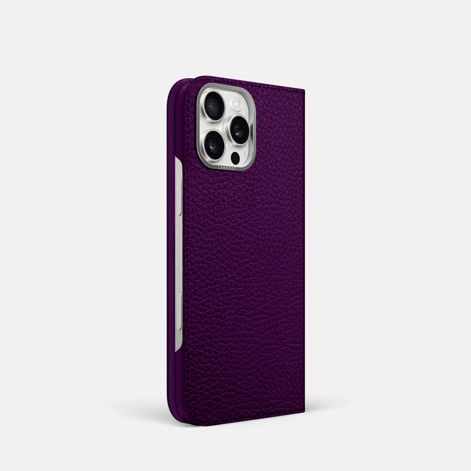 Violet iPhone 16 Pro Folio Case Calf with Steel Metal -1 | Violet-Steel