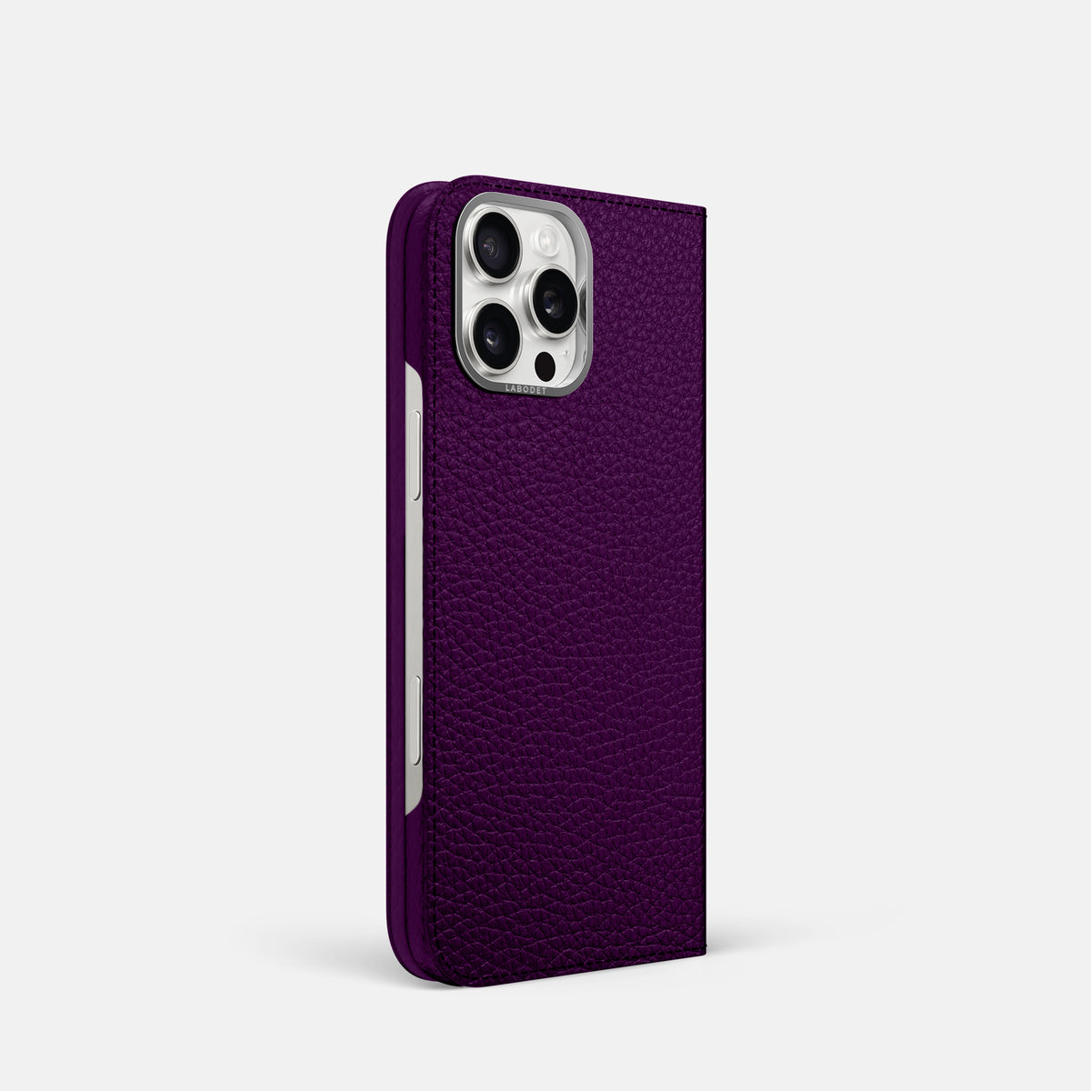 Violet iPhone 16 Pro Folio Case Calf with Steel Metal -1 | Violet-Steel