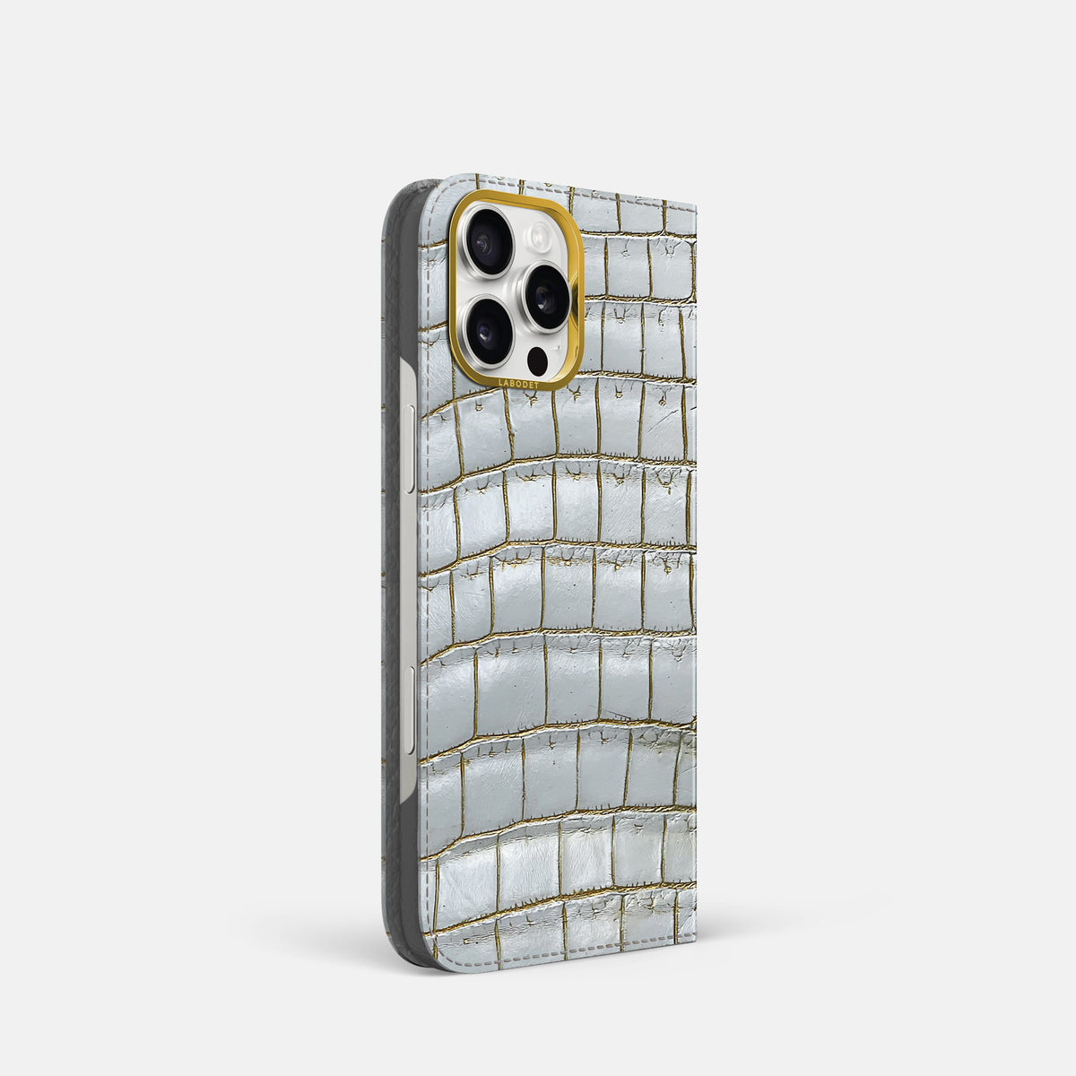 Arctic iPhone 16 Pro Folio Case Himalayan Crocodile with Gold Metal -1 | Arctic-Gold
