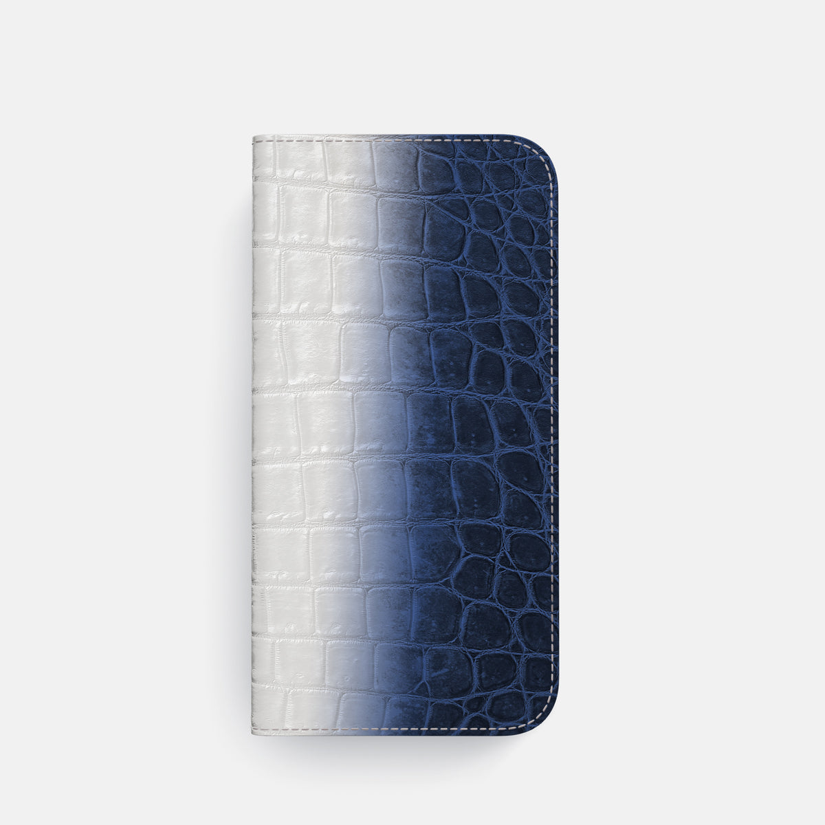 Navy Blue iPhone 16 Pro Folio Case Himalayan Crocodile with Gold Metal -4 | Navy-Blue-Gold