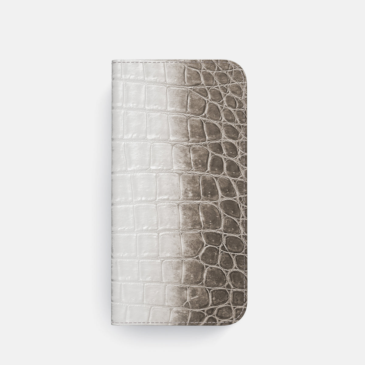 Dark iPhone 16 Pro Folio Case Himalayan Crocodile with Steel Metal -4 | Dark-Steel