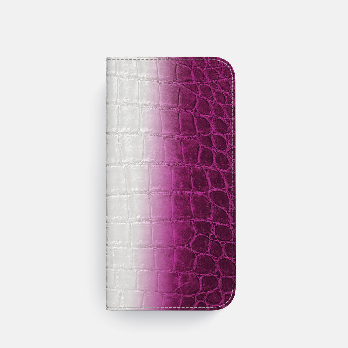 Fuchsia iPhone 16 Pro Folio Case Himalayan Crocodile with Gold Metal -4 | Fuchsia-Gold