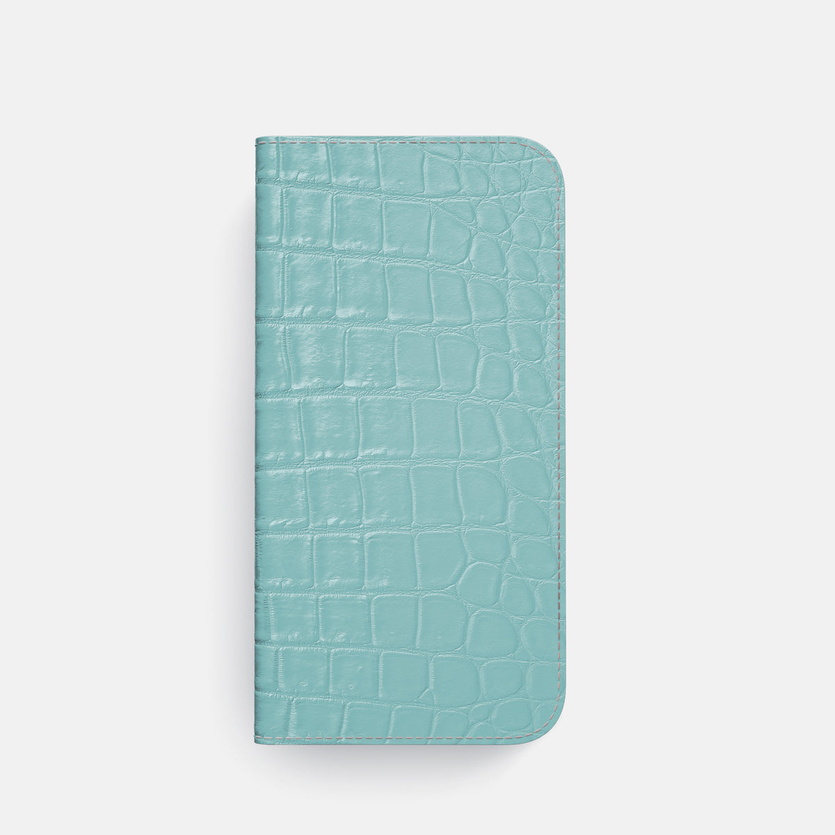 Light-Mint iPhone 16 Pro Folio Case Himalayan Crocodile with Black Metal -4 | Light-Mint-Black