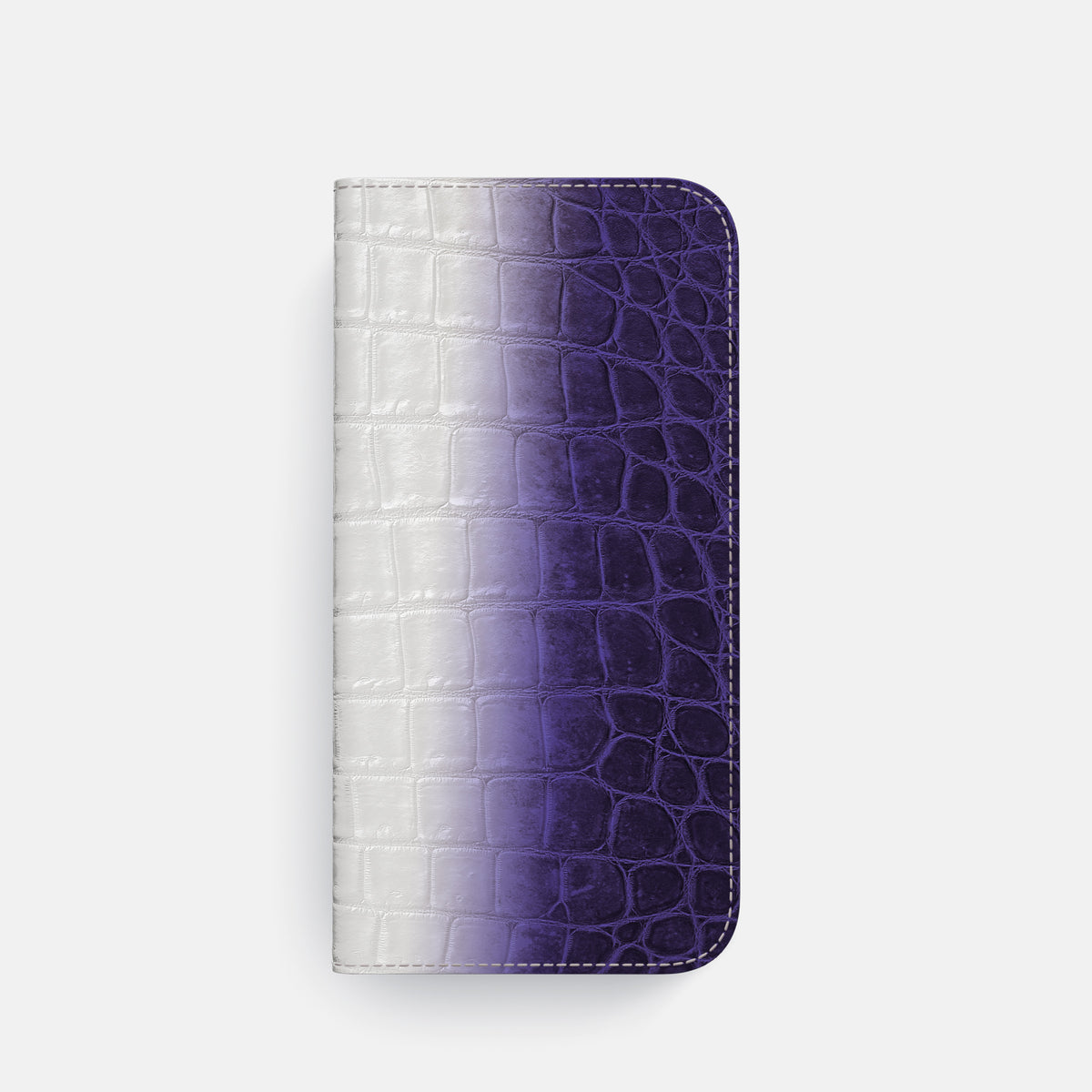 Purple iPhone 16 Pro Folio Case Himalayan Crocodile with Gold Metal -4 | Purple-Gold