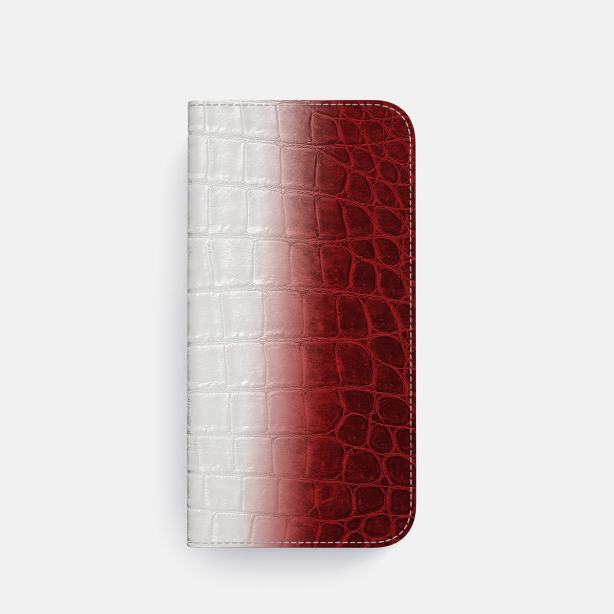 Red iPhone 16 Pro Folio Case Himalayan Crocodile with Gold Metal -4 | Red-Gold