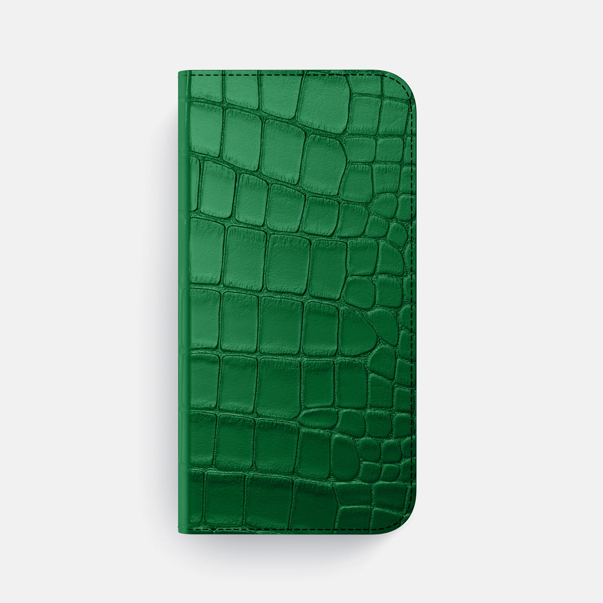 Forest-Green iPhone 16 Pro Max Folio Case In Alligator with Steel Metal -4 | Forest-Green-Steel