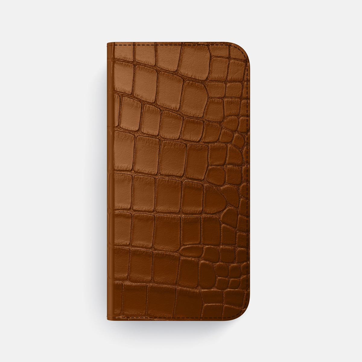 Honey iPhone 16 Pro Max Folio Case Alligator with Black Metal -4 | Honey-Black