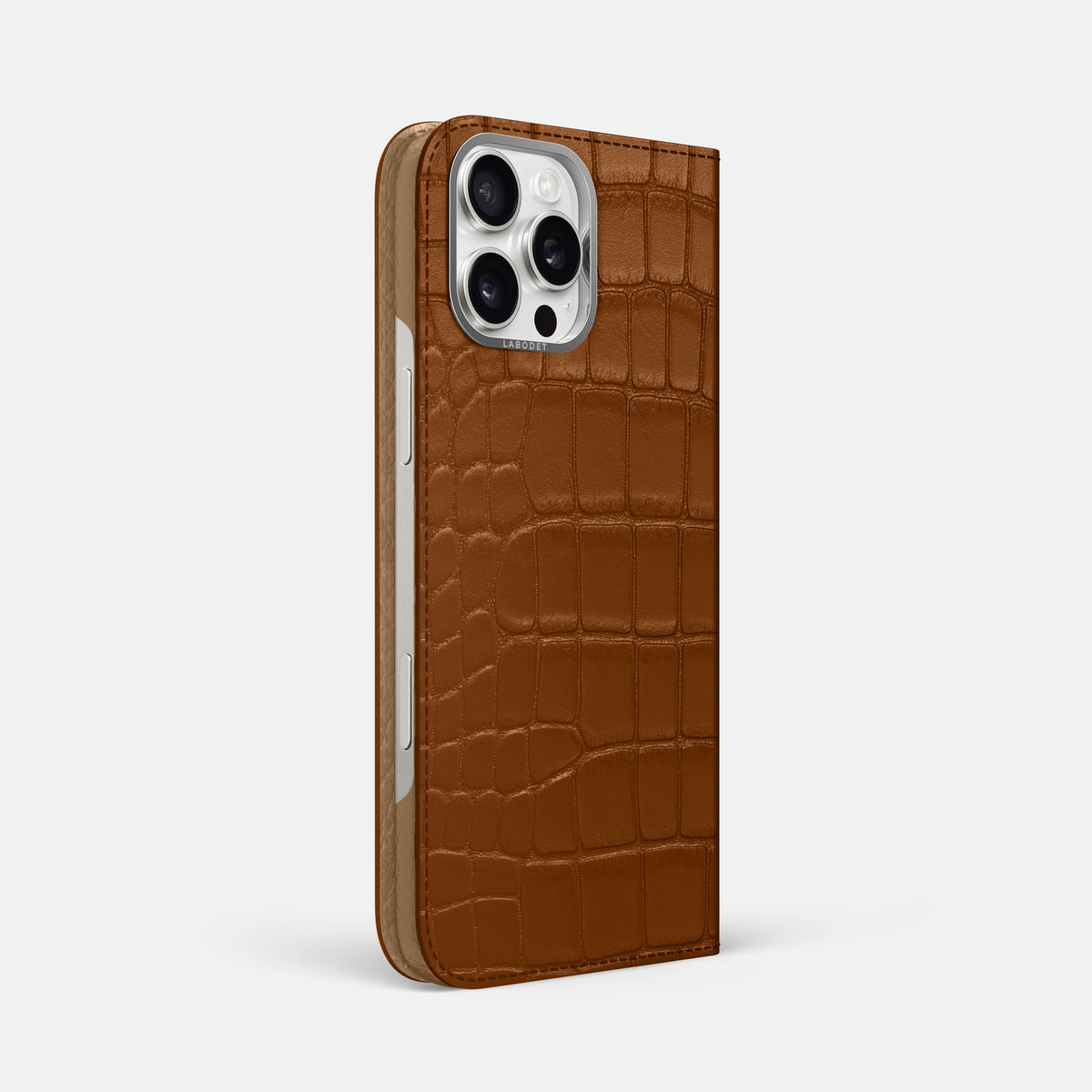 Honey iPhone 16 Pro Max Folio Case Alligator with Steel Metal -1 | Honey-Steel