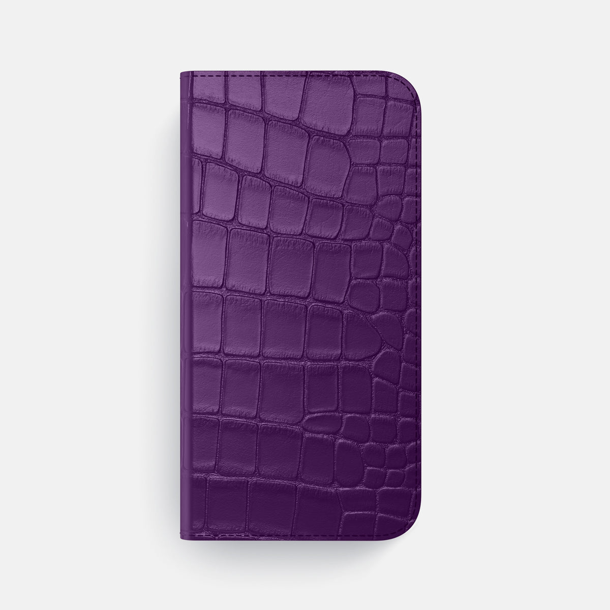 Purple iPhone 16 Pro Max Folio Case In Alligator with Gold Metal -4 | Purple-Gold