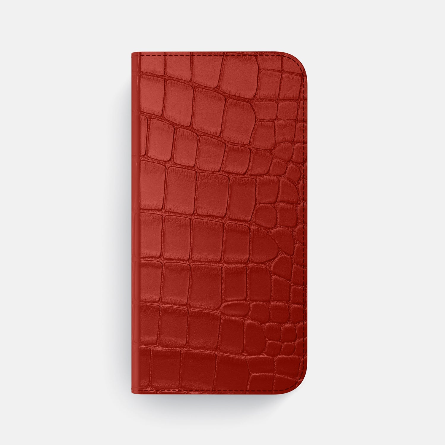 Red iPhone 16 Pro Max Folio Case Alligator with Steel Metal -4 | Red-Steel