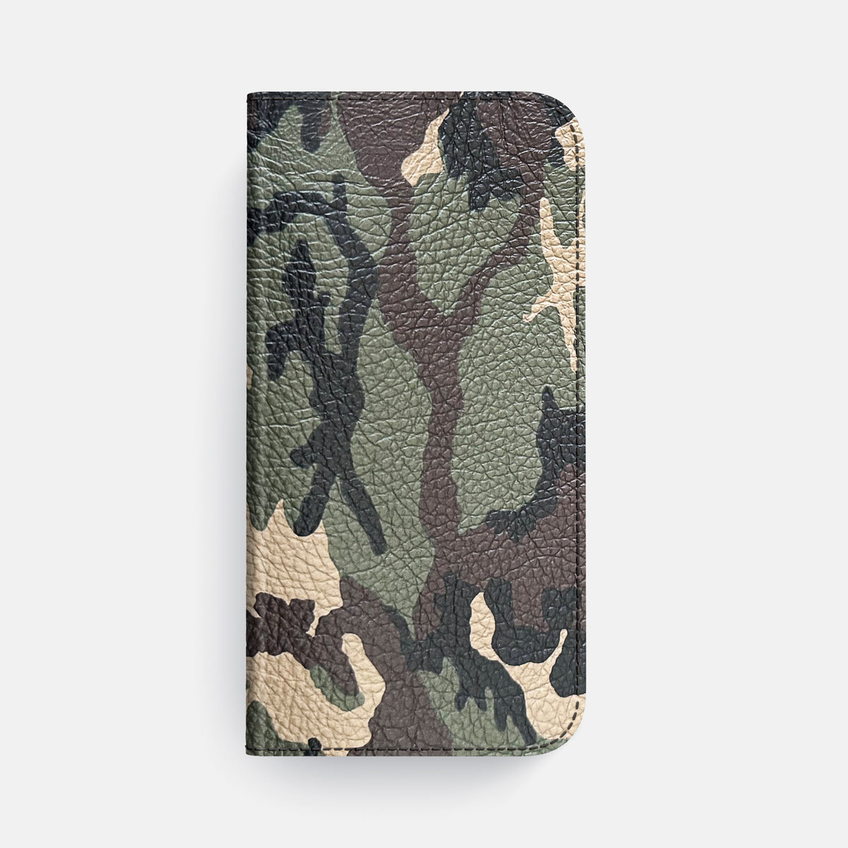 Camouflage iPhone 16 Pro Max Folio Case Calf with Black Metal -4 | Camouflage-Black