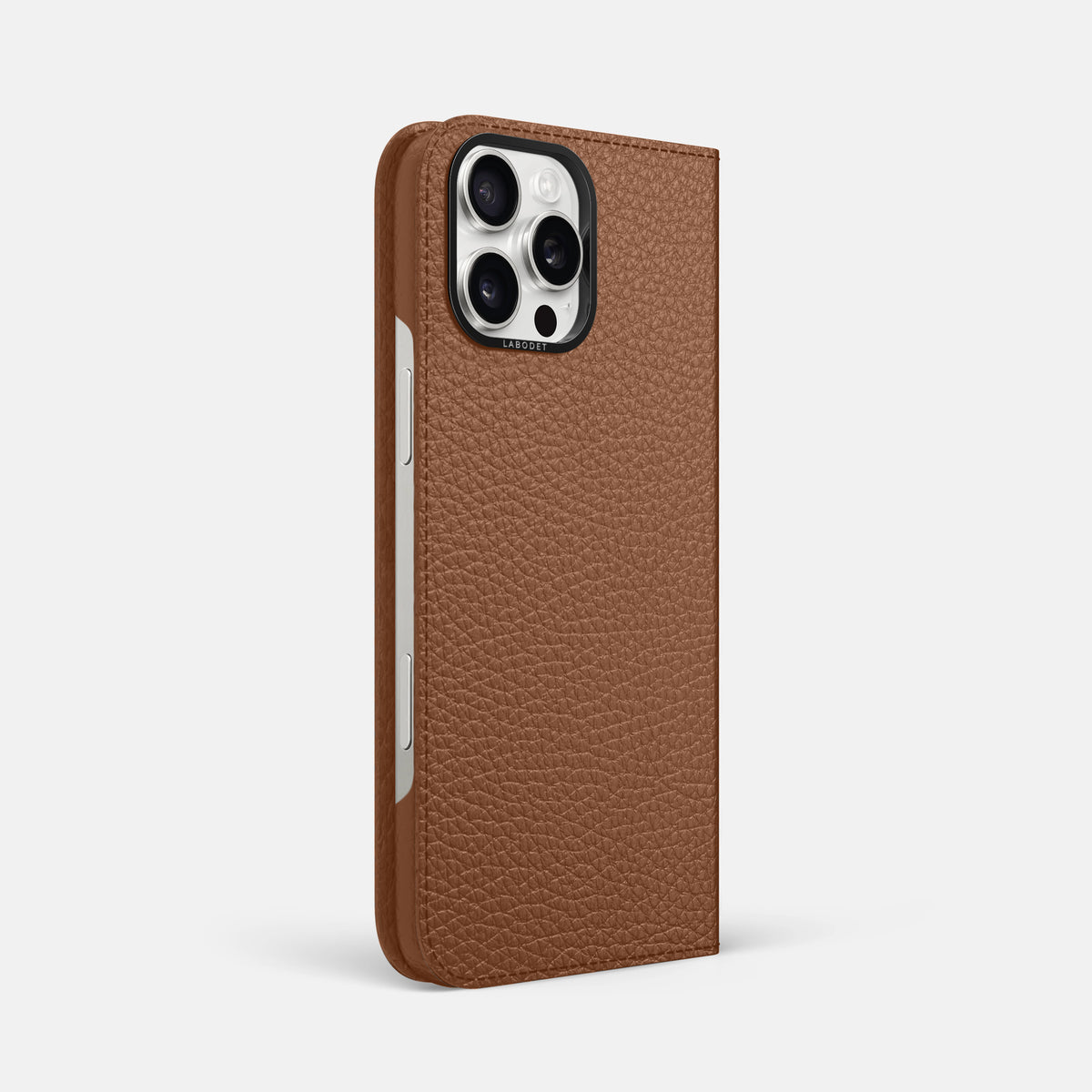 Caramel iPhone 16 Pro Max Folio Case Calf with Black Metal -1 | Caramel-Black