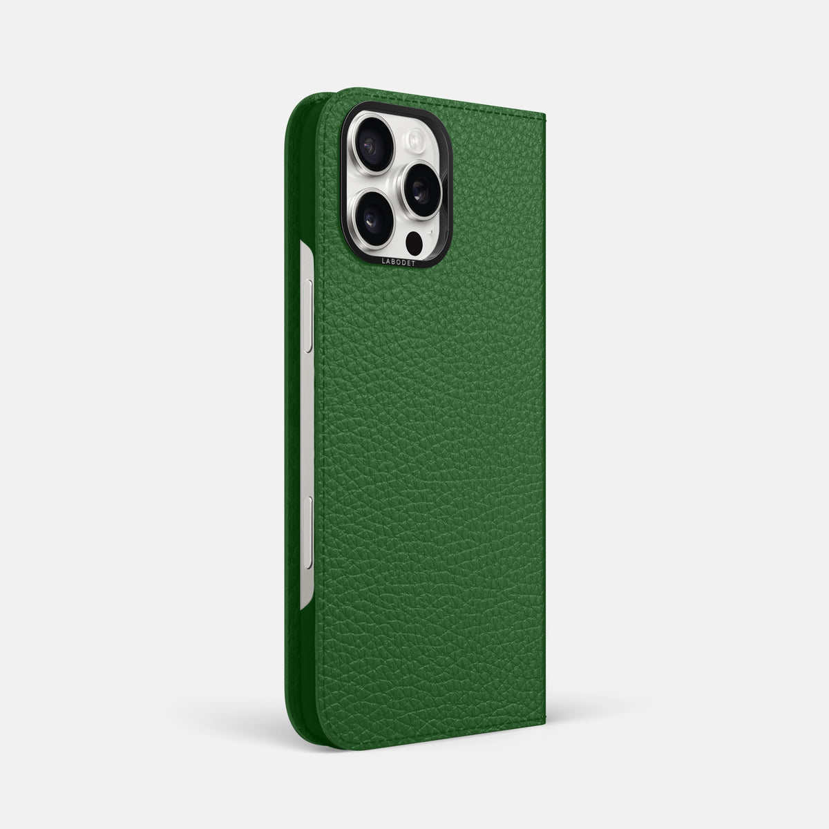 Dark Green iPhone 16 Pro Max Folio Case Calf with Black Metal -1 | Dark-Green-Black