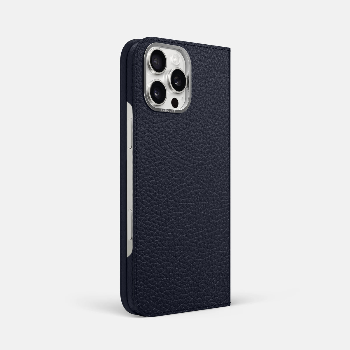 Marine iPhone 16 Pro Max Folio Case Calf with Steel Metal -1 | Marine-Steel