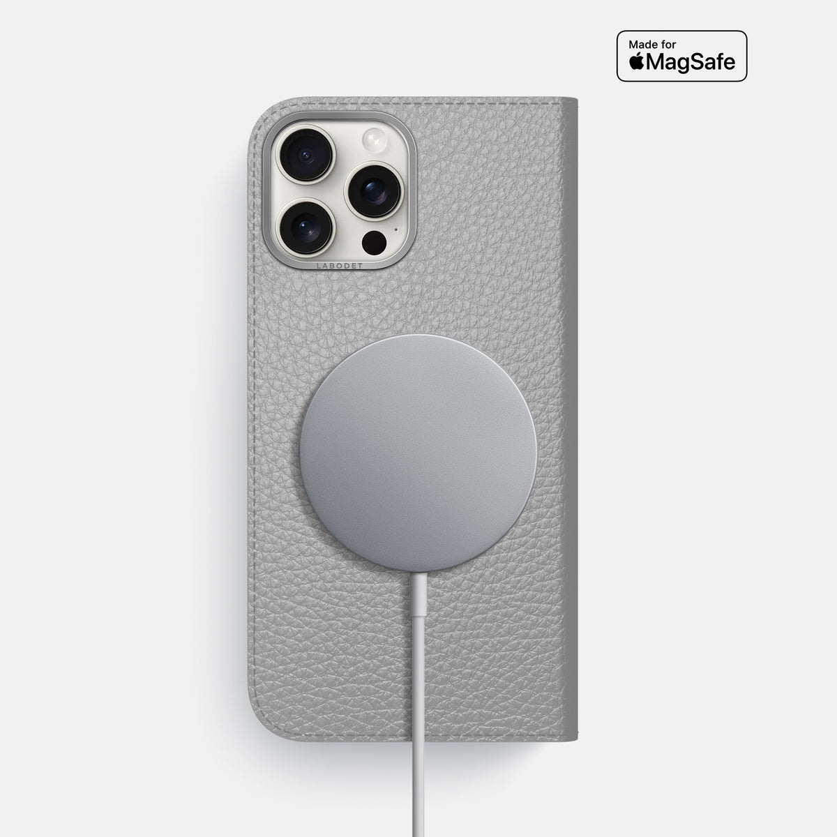 Nuage iPhone 16 Pro Max Folio Case Calf with Steel Metal -3 | Nuage-Steel