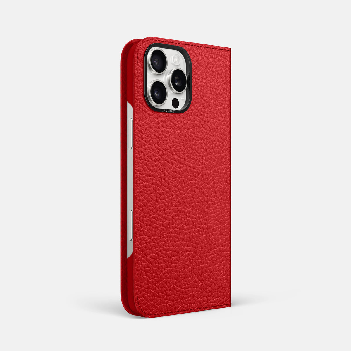 Red iPhone 16 Pro Max Folio Case Calf with Black Metal -1 | Red-Black