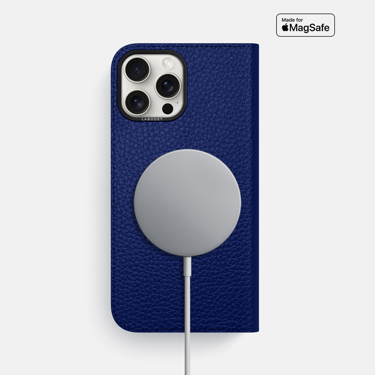 Royal Blue iPhone 16 Pro Max Folio Case Calf with Black Metal -3 | Royal-Blue-Black