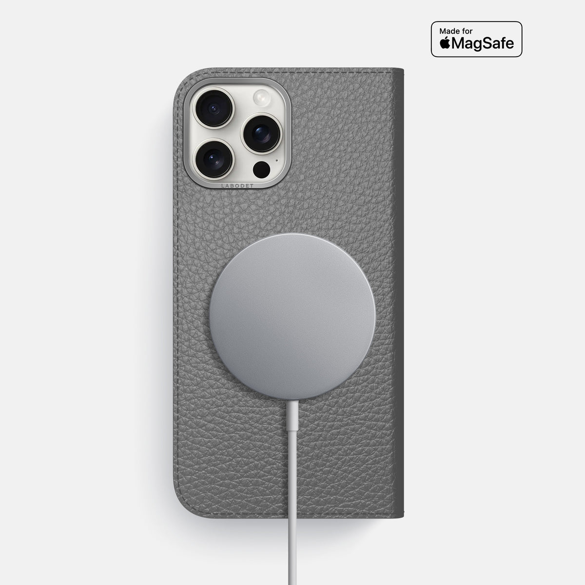 Souris iPhone 16 Pro Max Folio Case Calf with Steel Metal -3 | Souris-Steel
