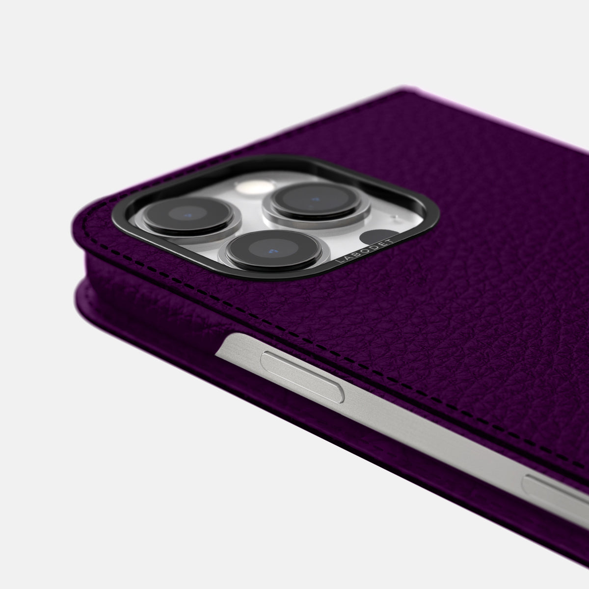 Violet iPhone 16 Pro Max Folio Case Calf with Black Metal -5 | Violet-Black