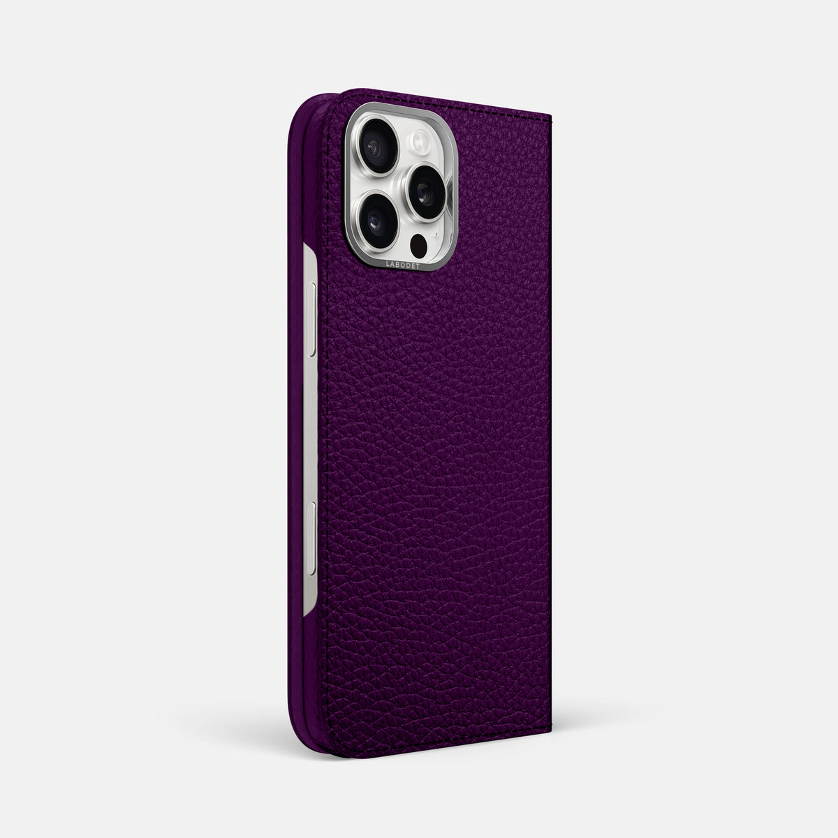 Violet iPhone 16 Pro Max Folio Case Calf with Steel Metal -1 | Violet-Steel