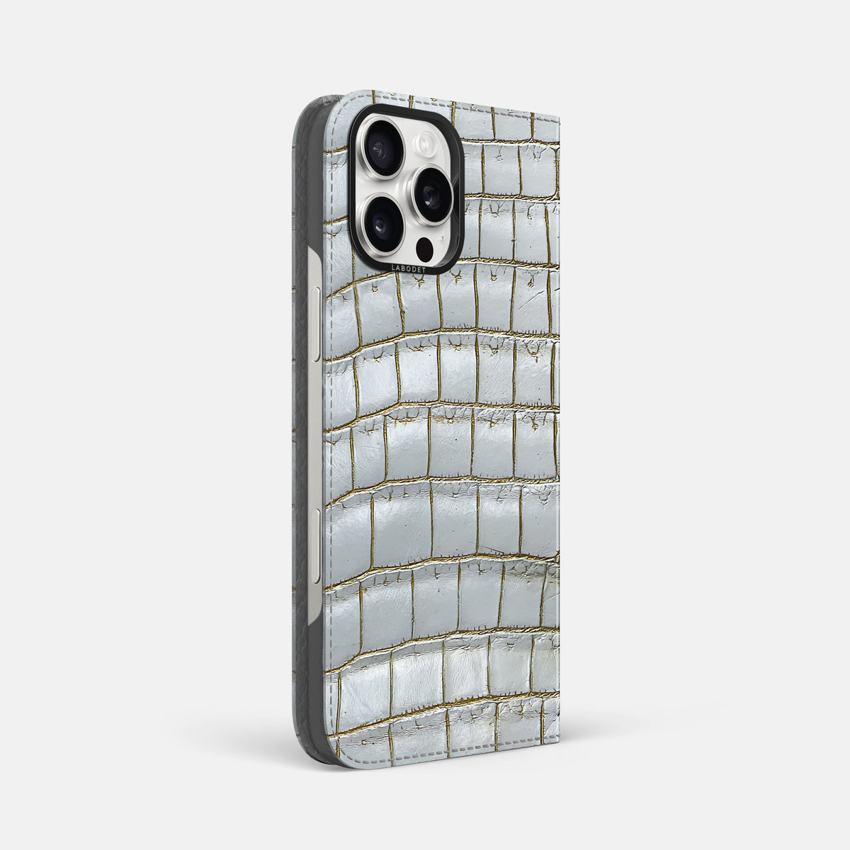 Arctic iPhone 16 Pro Max Folio Case Himalayan Crocodile with Black Metal -1 | Arctic-Black