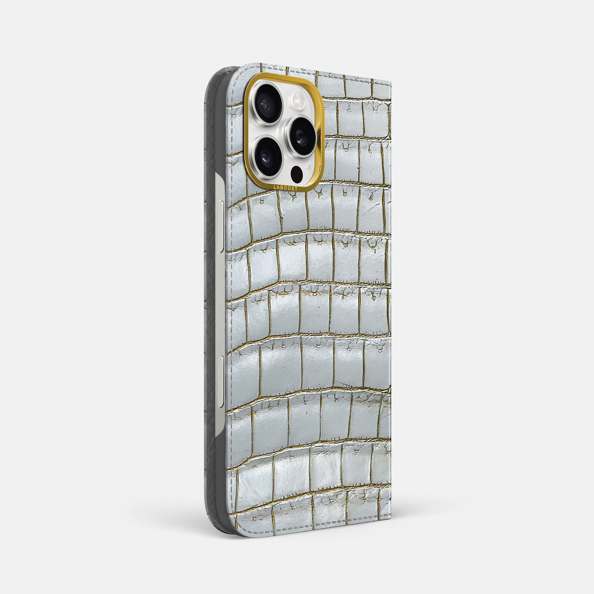 Arctic iPhone 16 Pro Max Folio Case Himalayan Crocodile with Gold Metal -1 | Arctic-Gold