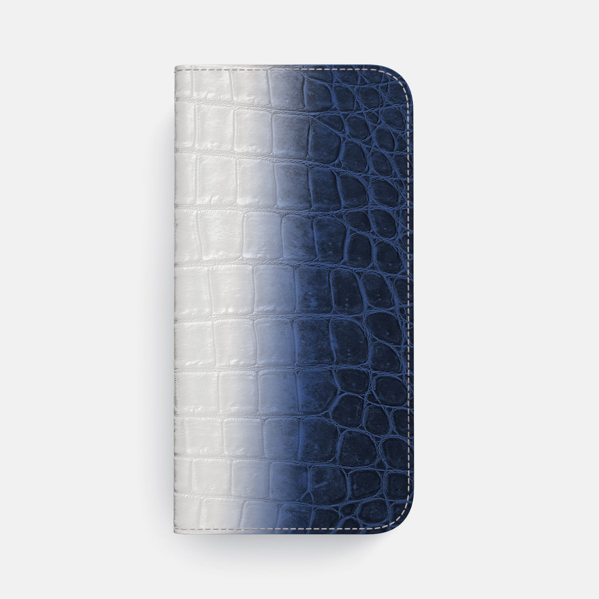 Navy Blue iPhone 16 Pro Max Folio Case Himalayan Crocodile with Gold Metal -4 | Navy-Blue-Gold