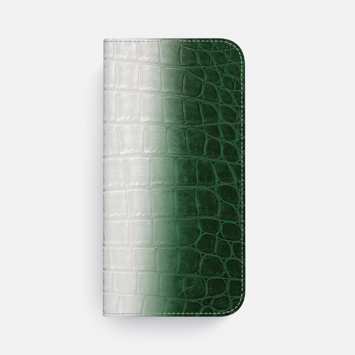 Green iPhone 16 Pro Max Folio Case Himalayan Crocodile with Black Metal -4 | Green-Black