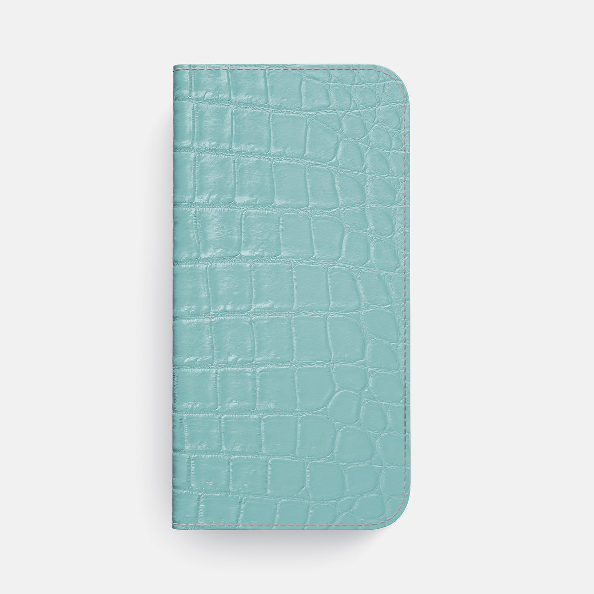 Light-Mint iPhone 16 Pro Max Folio Case Himalayan Crocodile with Steel Metal -4 | Light-Mint-Steel