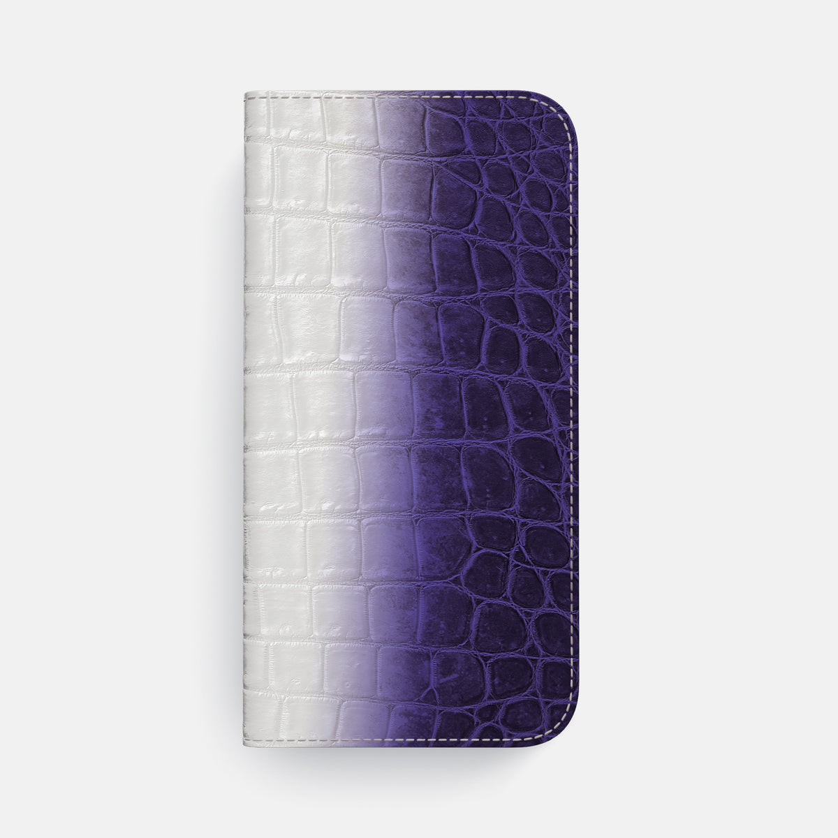 Purple iPhone 16 Pro Max Folio Case Himalayan Crocodile with Gold Metal -4 | Purple-Gold