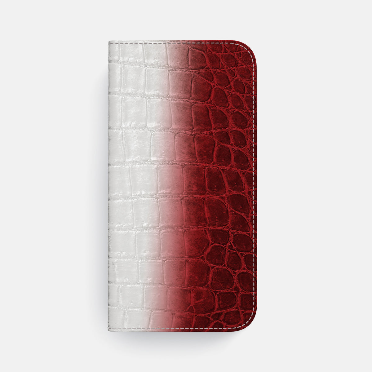 Red iPhone 16 Pro Max Folio Case Himalayan Crocodile with Gold Metal -4 | Red-Gold