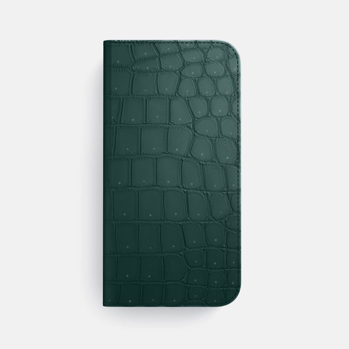 Dark-Forest iPhone 16 Pro Max Folio Case Porosus Crocodile with Black Metal -4 | Dark-Forest-Black
