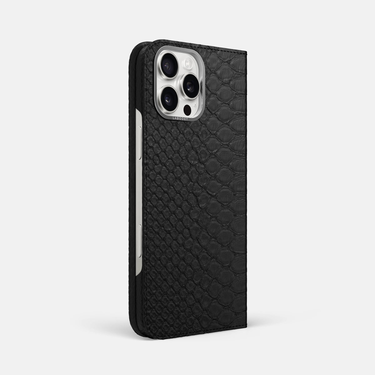 Black iPhone 16 Pro Max Folio Case Python with Steel Metal -1 | Black-Steel