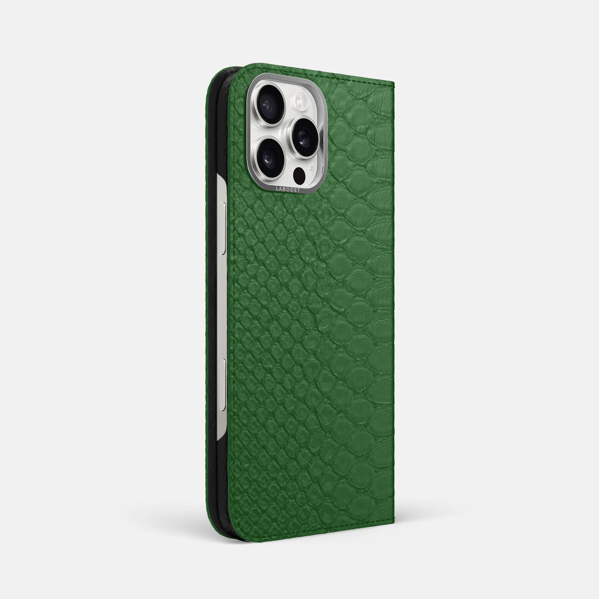Green iPhone 16 Pro Max Folio Case Python with Steel Metal -1 | Green-Steel