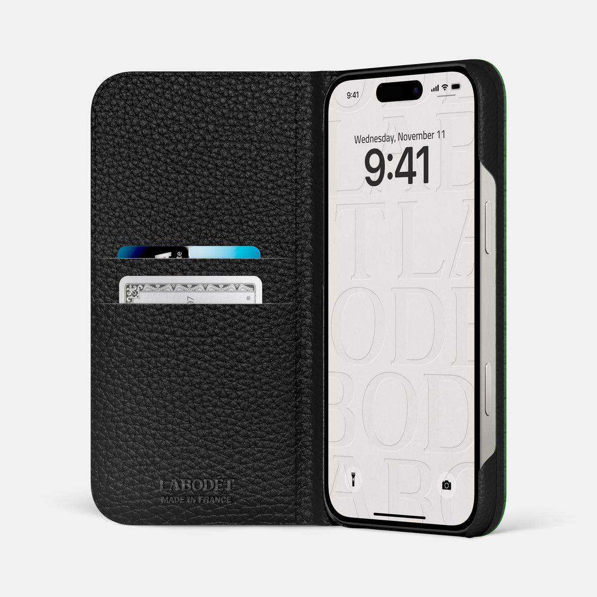 Green iPhone 16 Pro Max Folio Case Python with Steel Metal -2 | Green-Steel