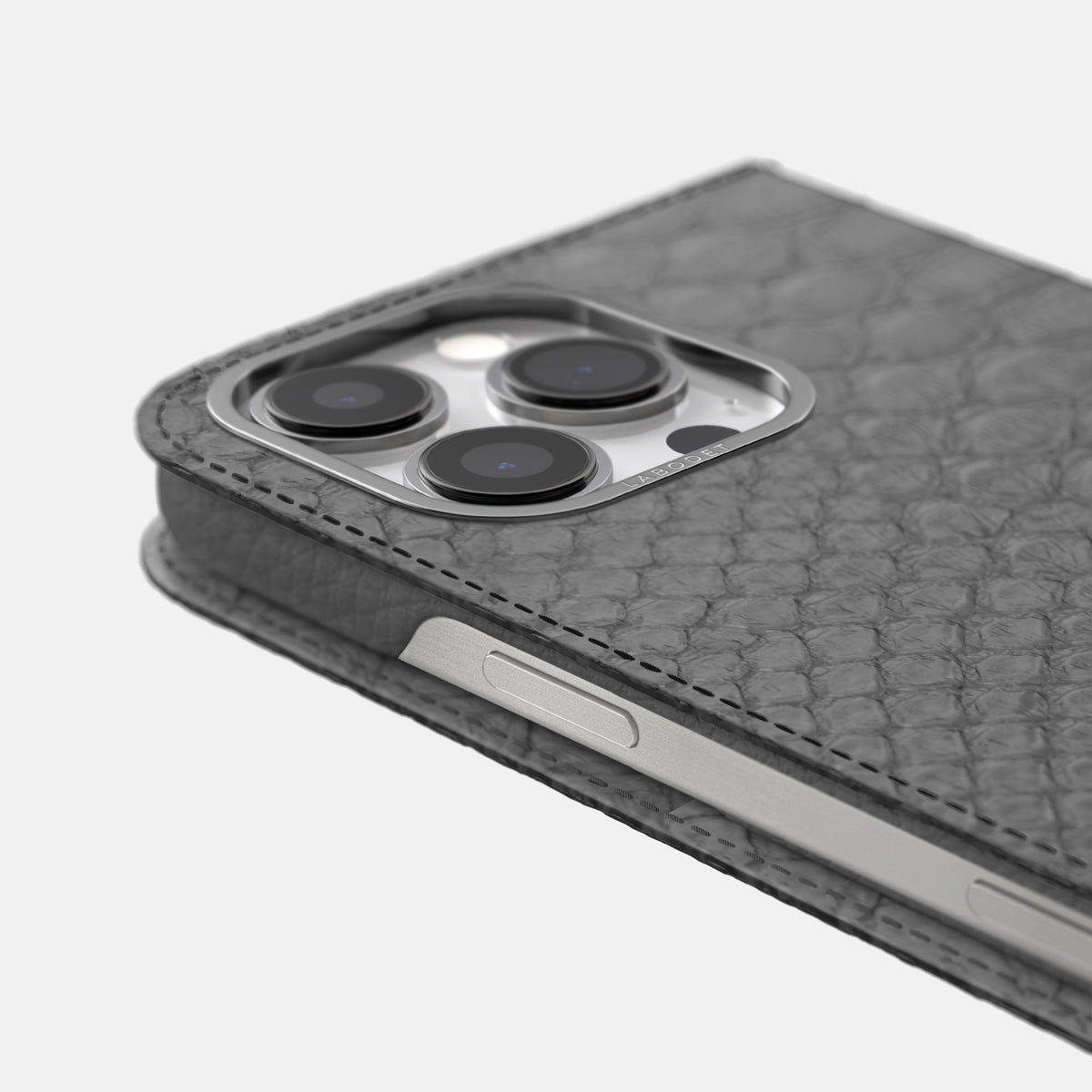 Grey iPhone 16 Pro Max Folio Case Python with Steel Metal -5 | Grey-Steel