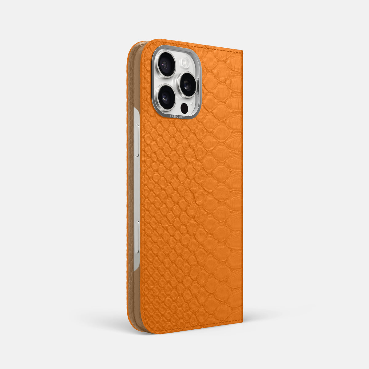 Orange iPhone 16 Pro Max Folio Case Python with Steel Metal -1 | Orange-Steel