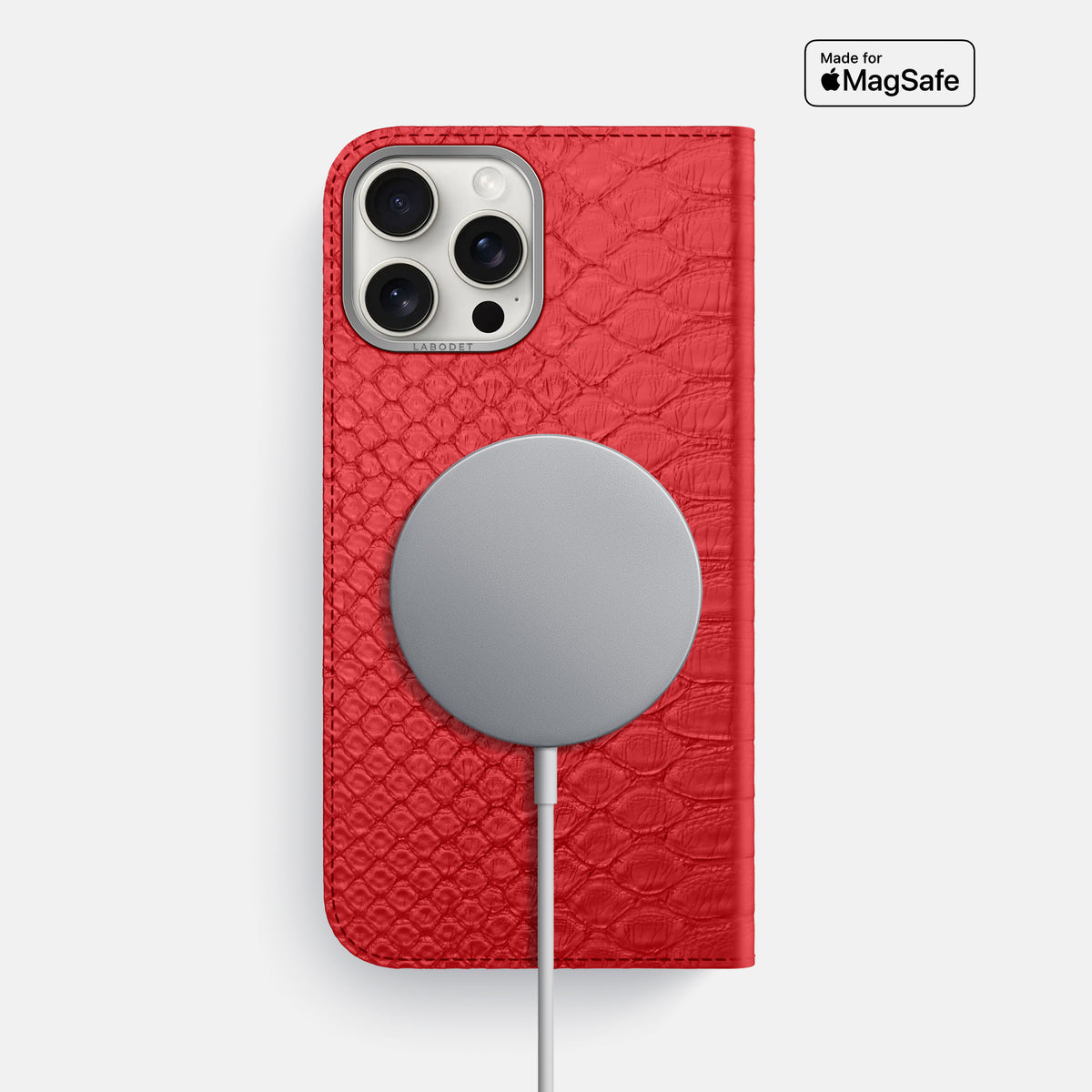 Red iPhone 16 Pro Max Folio Case Python with Steel Metal -3 | Red-Steel