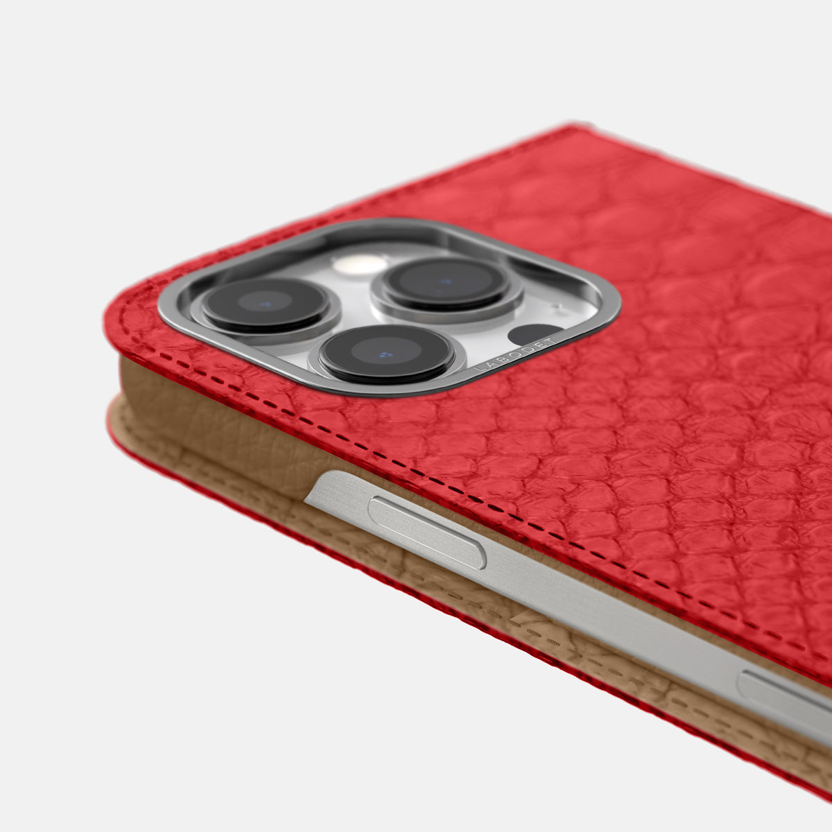 Red iPhone 16 Pro Max Folio Case Python with Steel Metal -5 | Red-Steel