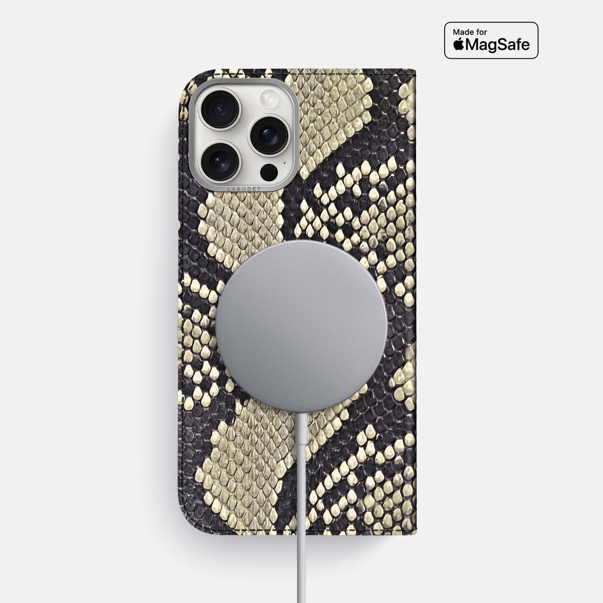 Savannah iPhone 16 Pro Max Folio Case In Python with Steel Metal -3 | Savannah-Steel