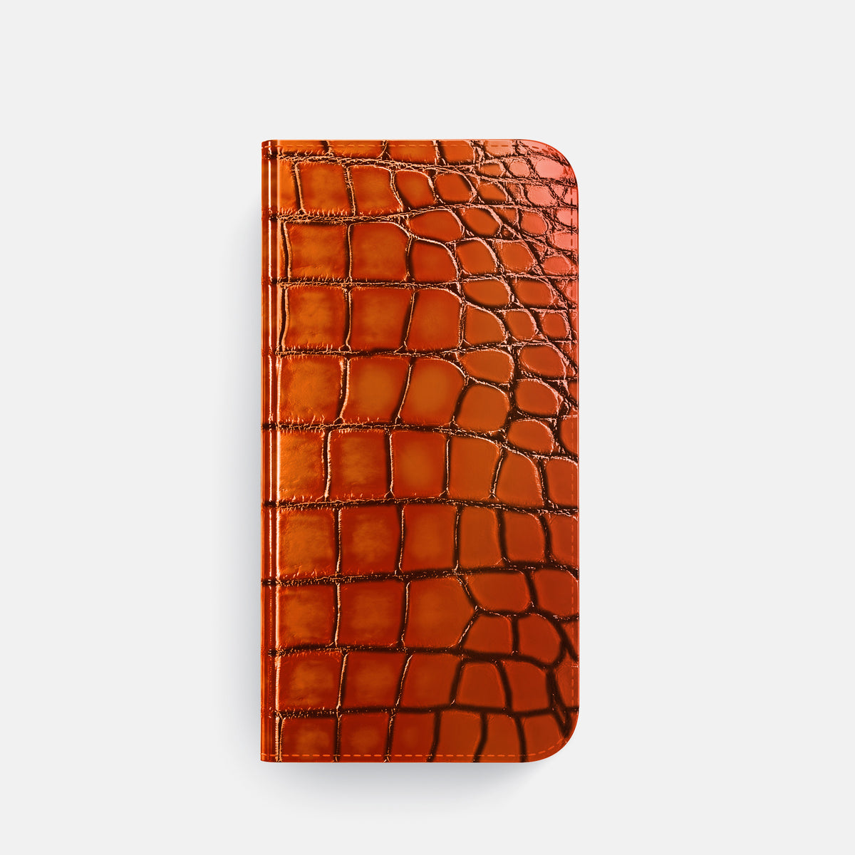 Clay-Court iPhone 16 Pro Folio Magsafe Case Patina Alligator with Steel Metal -4 | Clay-Court-Steel