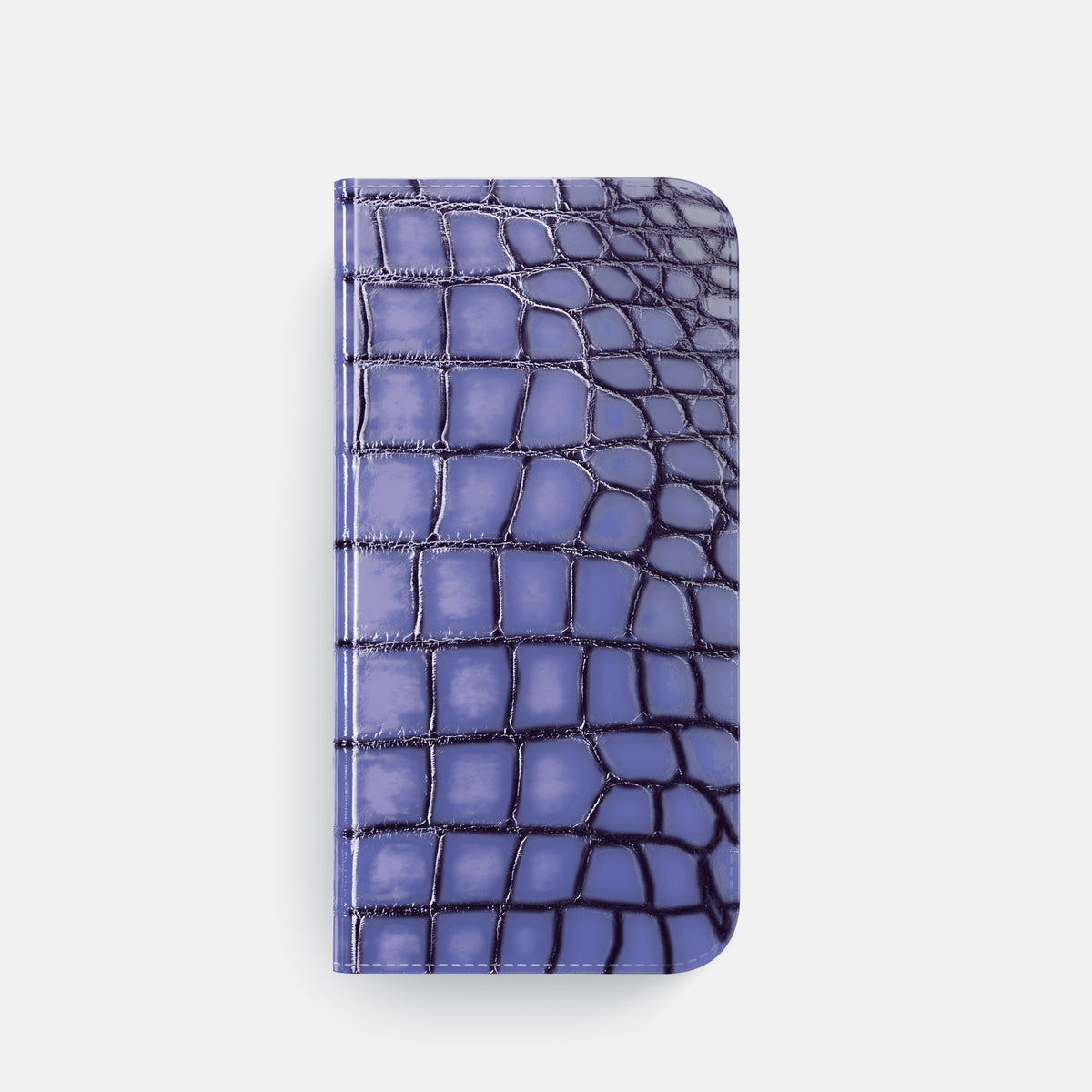 Lilac iPhone 16 Pro Folio Magsafe Case Patina Alligator with Black Metal -4 | Lilac-Black