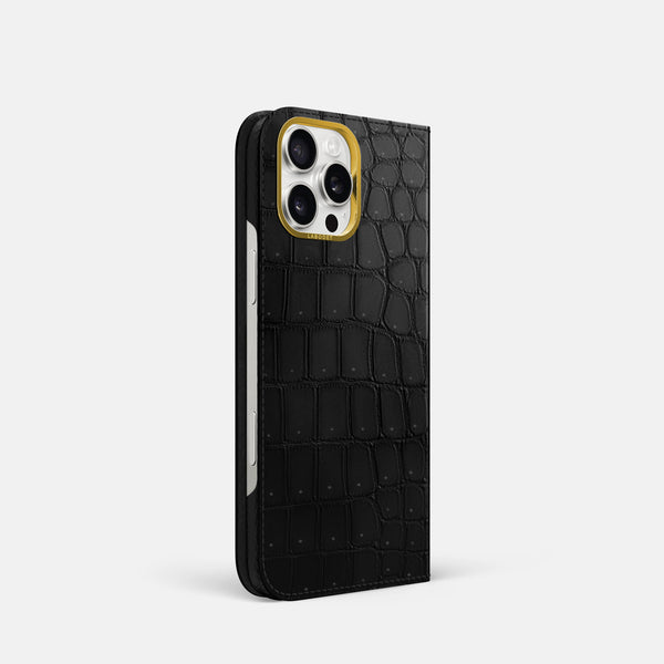 Folio Case For iPhone 16 Pro In Porosus Crocodile