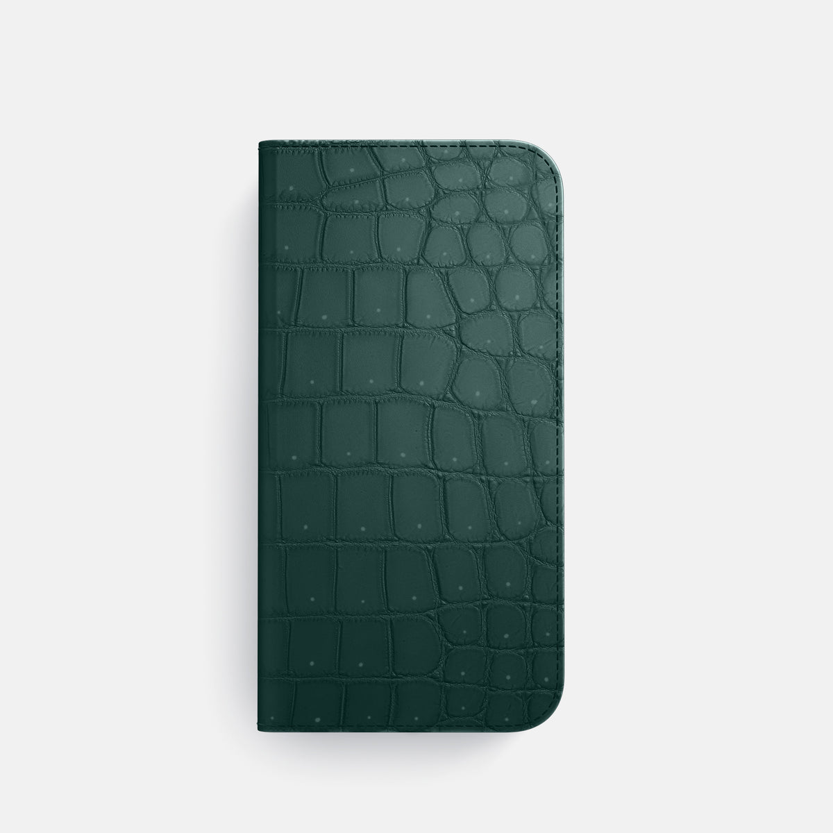 Dark-Forest iPhone 16 Pro Folio Case Porosus Crocodile with Black Metal -4 | Dark-Forest-Black