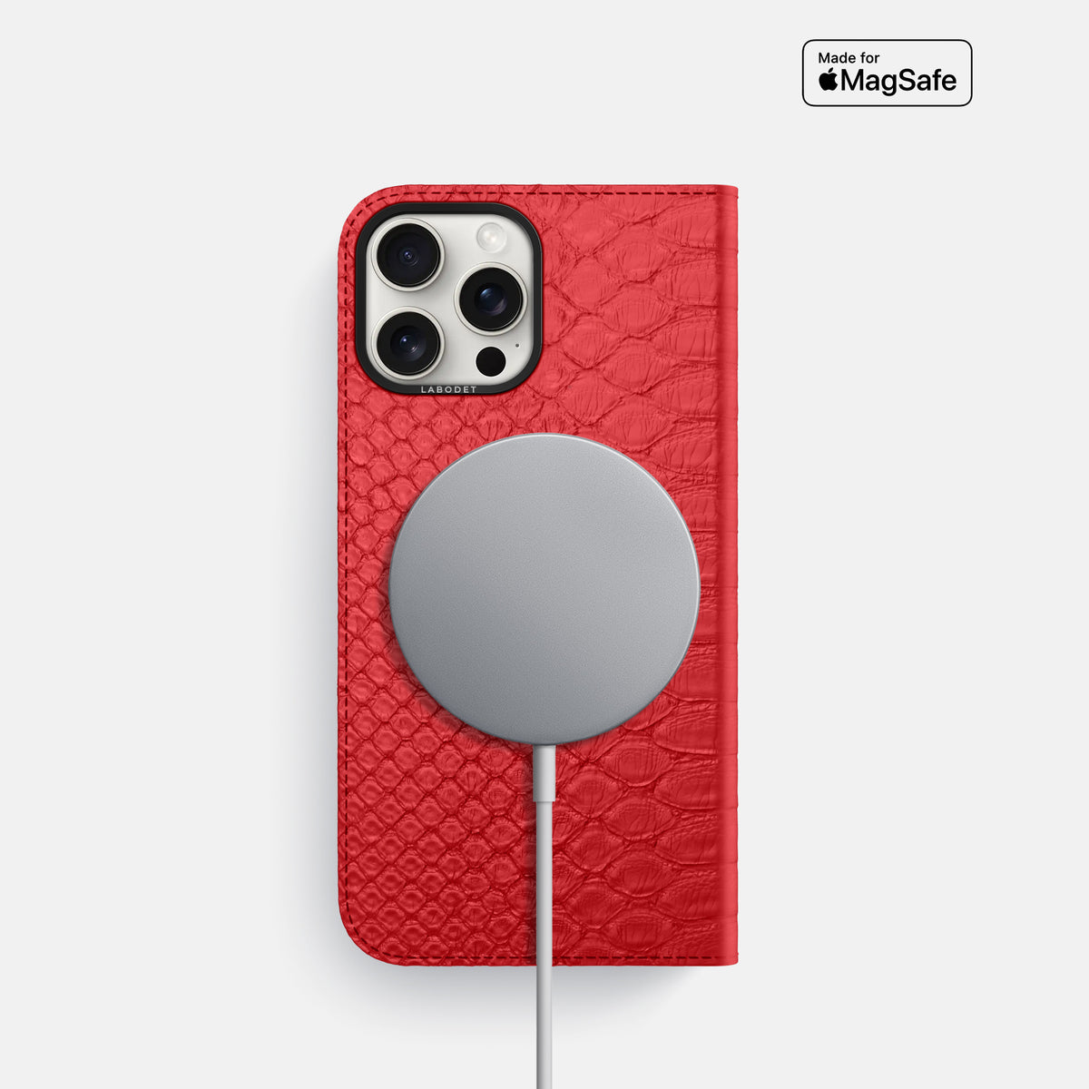 Red iPhone 16 Pro Folio Case Python with Black Metal -3 | Red-Black