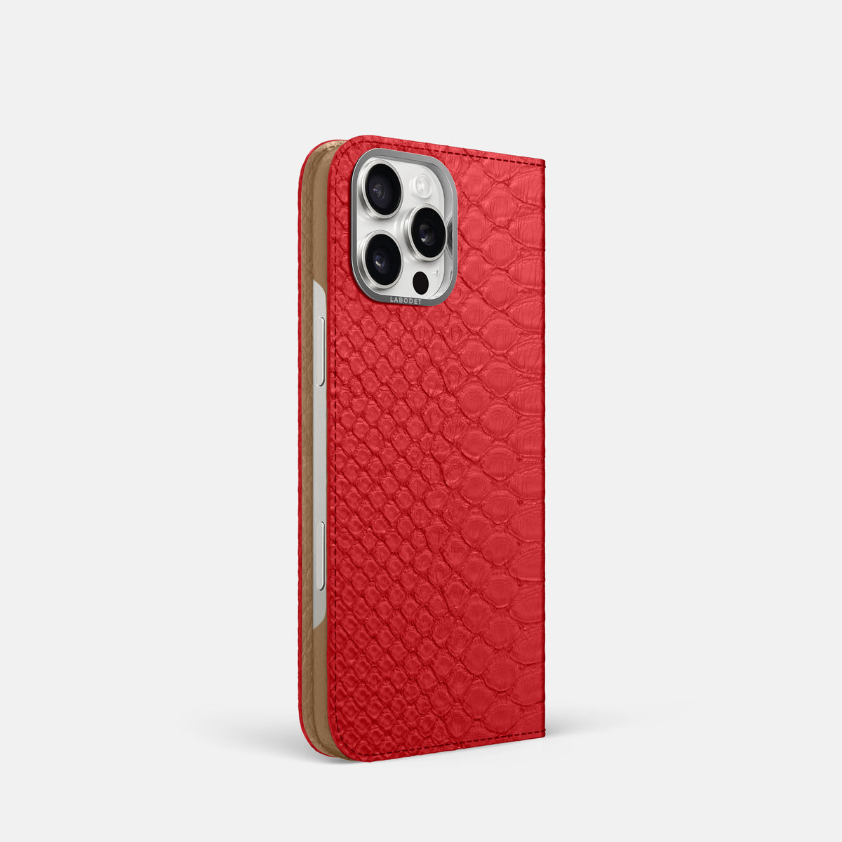 Red iPhone 16 Pro Folio Case Python with Steel Metal -1 | Red-Steel