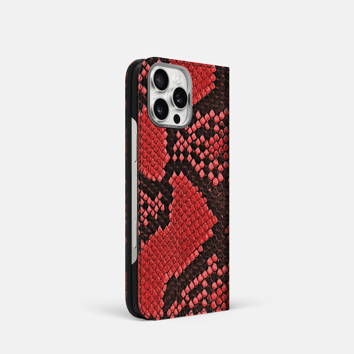 Red iPhone 16 Pro Folio Case In Python with Steel Metal -1 | Red-Steel